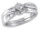 1/3 Carat (ctw Color H-I Clarity I2-I3) Diamond Engagement Ring & Wedding Band Wedding Set in 10K White Gold